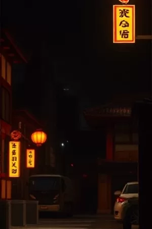 《琥珀路灯》竖版海报 昏黄路灯下的一条长街